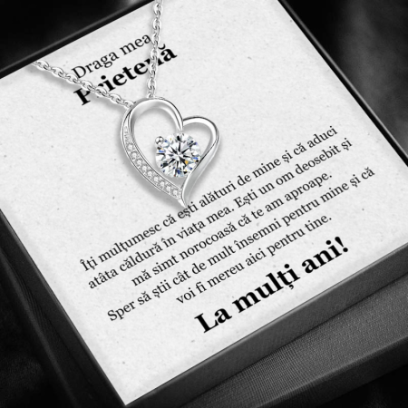 CADOU PRIETENĂ - Set Cadou Prietenă -Colier cu Pandativ  Secretul Inimii  din Argint 925 placat cu rodiu, Cutie Elegantă și Felicitare Personalizată