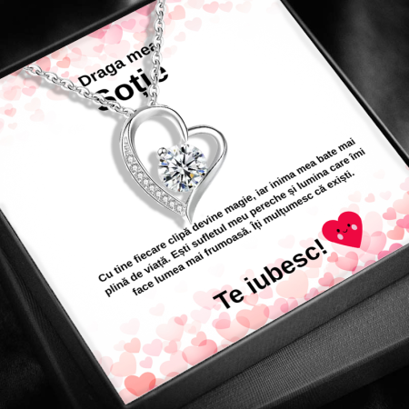 FEMEI - Set Cadou Sotie LD748S  Colier cu Pandativ Secretul Inimii din Argint 925 placat cu rodiu, Cutie Elegantă și Felicitare Personalizată