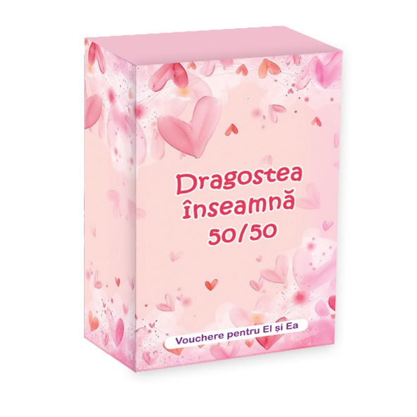 Vouchere pentru cuplu, Dragostea inseamna 50/50, 100 de cartonase cu mesaje diferite [1]