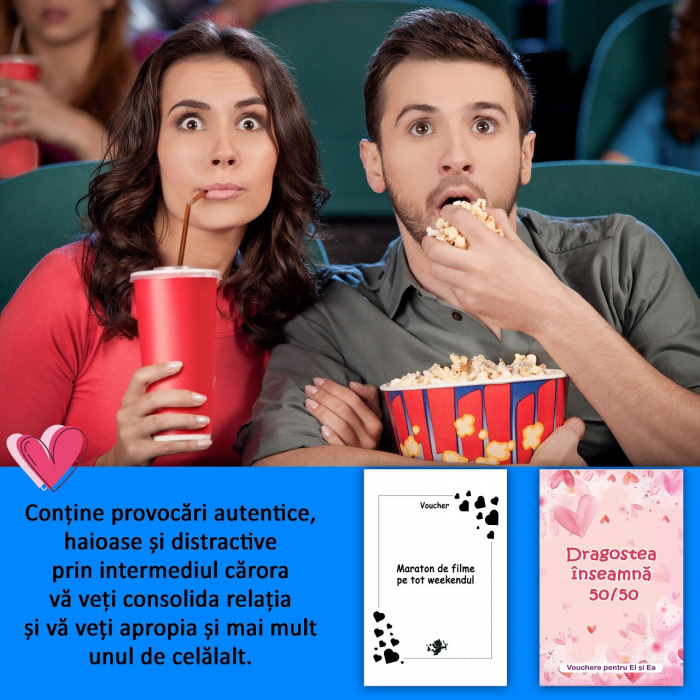 Vouchere pentru cuplu, Dragostea inseamna 50/50, 100 de cartonase cu mesaje diferite [5]