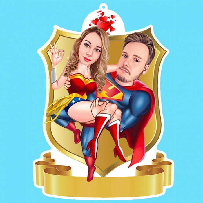 Agatatoare personalizata pentru masina - Cuplu Supereroi [1]