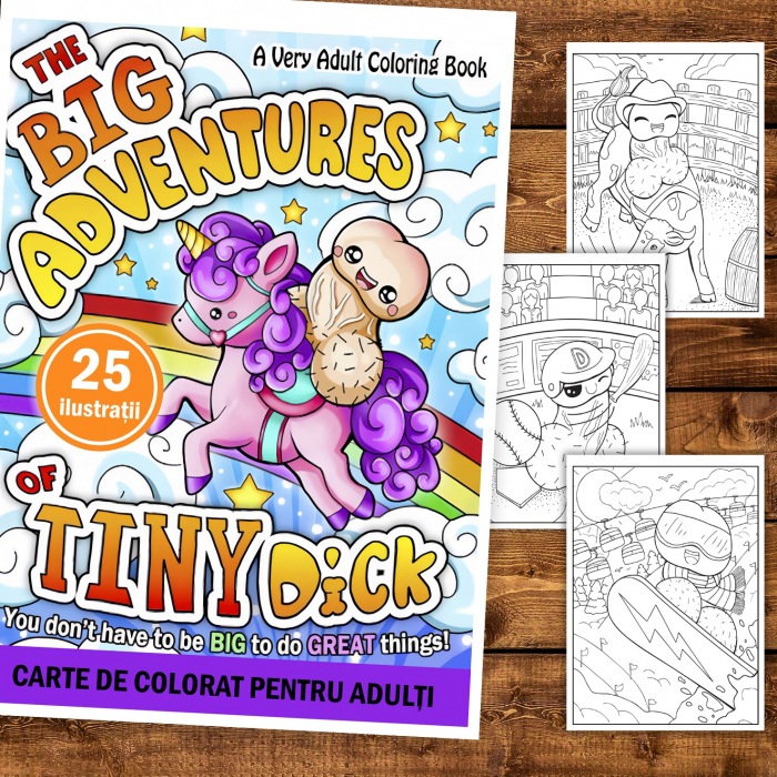 Carte de colorat antistres , Big Adventure of Tiny Dick, 56 pagini [2]