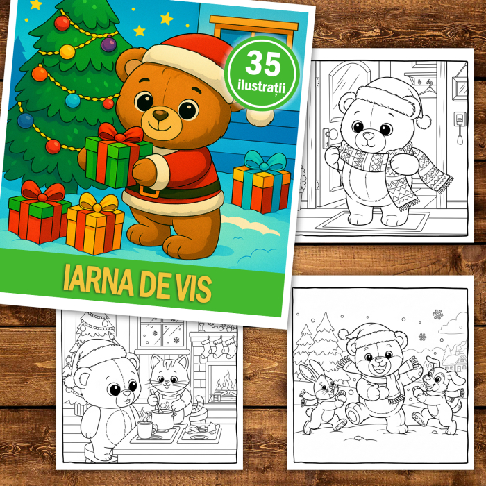 Carte de colorat, 35 de ilustratii Iarna de Vis, 76 pagini [2]