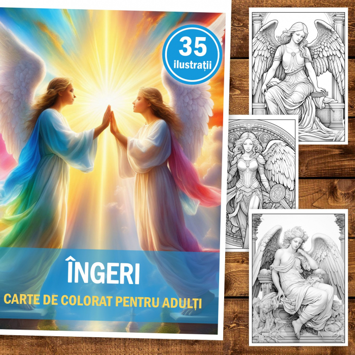 Carte de colorat, 35 de ilustratii, Ingeri, 70 pagini [2]