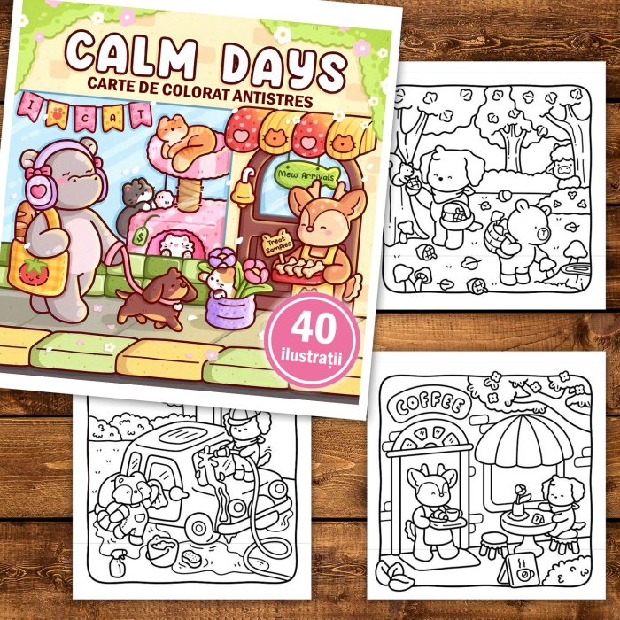 Carte de colorat, 40 de ilustratii Calm Days, 86 pagini [2]