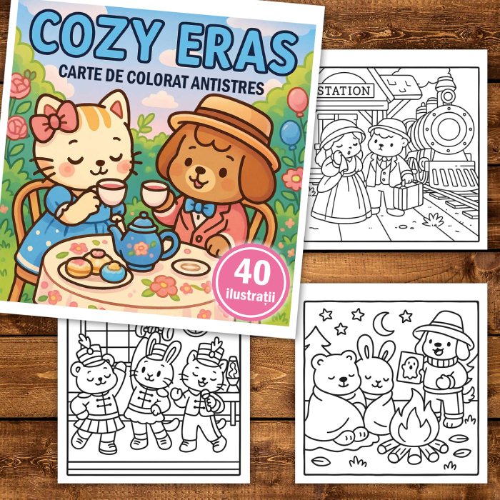 Carte de colorat, 40 de ilustratii Cozy Eras, 86 pagini [2]