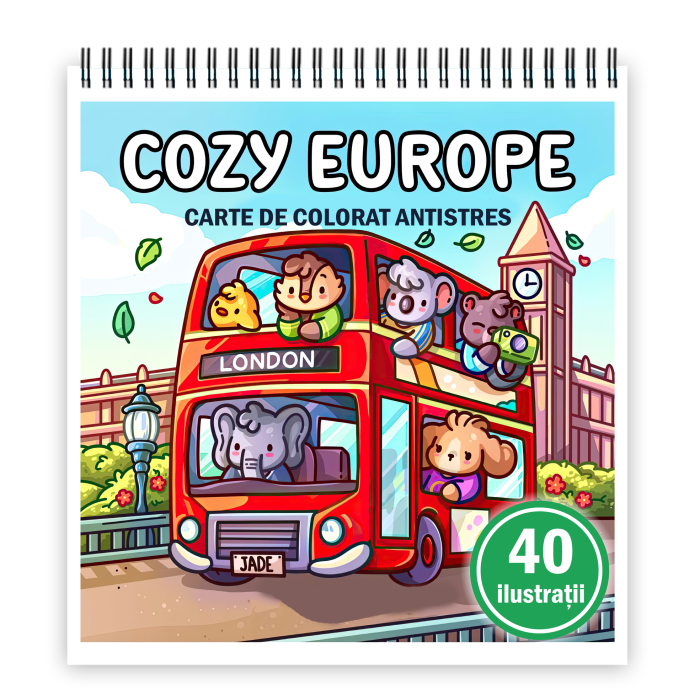 Carte de colorat, 40 de ilustratii Cozy Europe, 86 pagini [1]