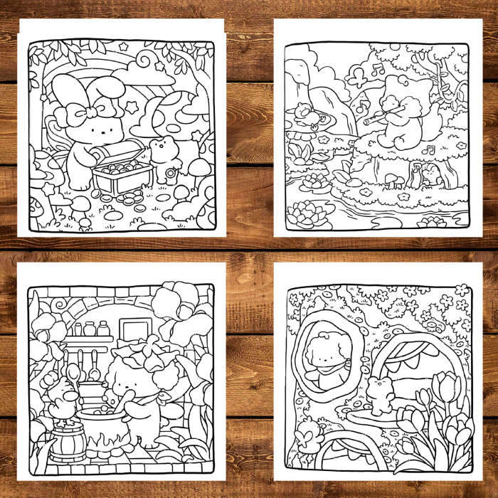 Carte de colorat, 40 de ilustratii Cozy Fantasy, 86 pagini [4]