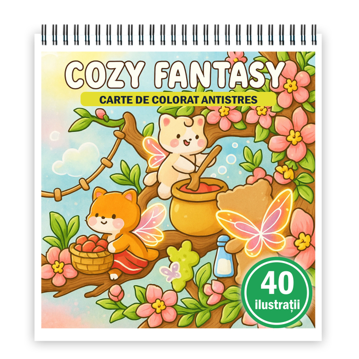 Carte de colorat, 40 de ilustratii Cozy Fantasy, 86 pagini [1]