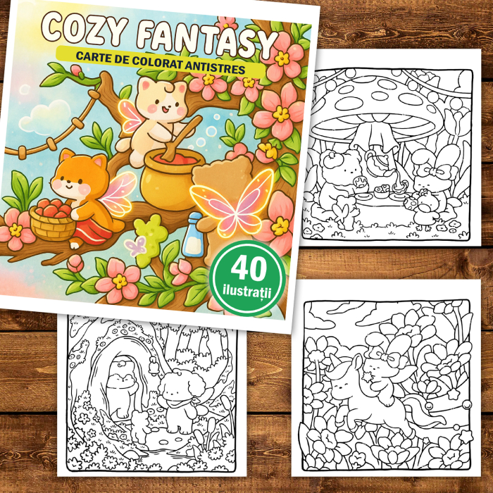 Carte de colorat, 40 de ilustratii Cozy Fantasy, 86 pagini [2]