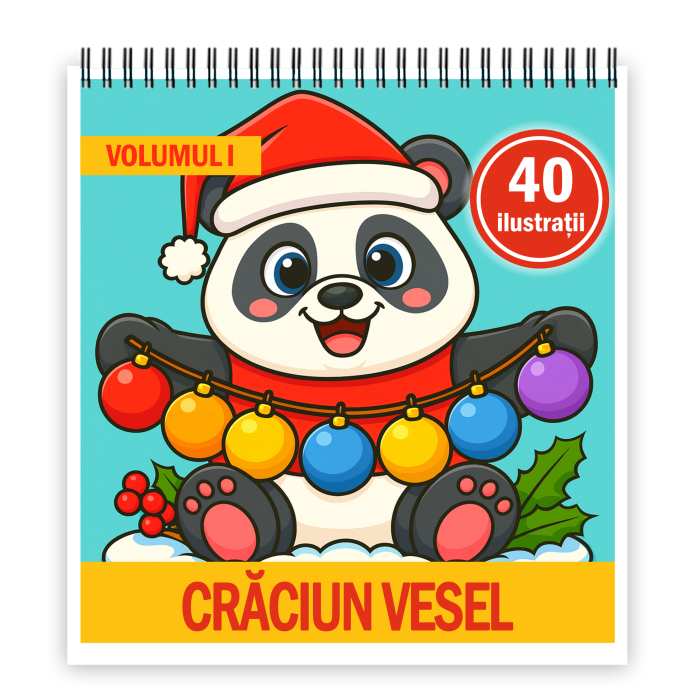 Carte de colorat, 40 de ilustratii Craciun Vesel - Volumul I, 86 pagini [1]
