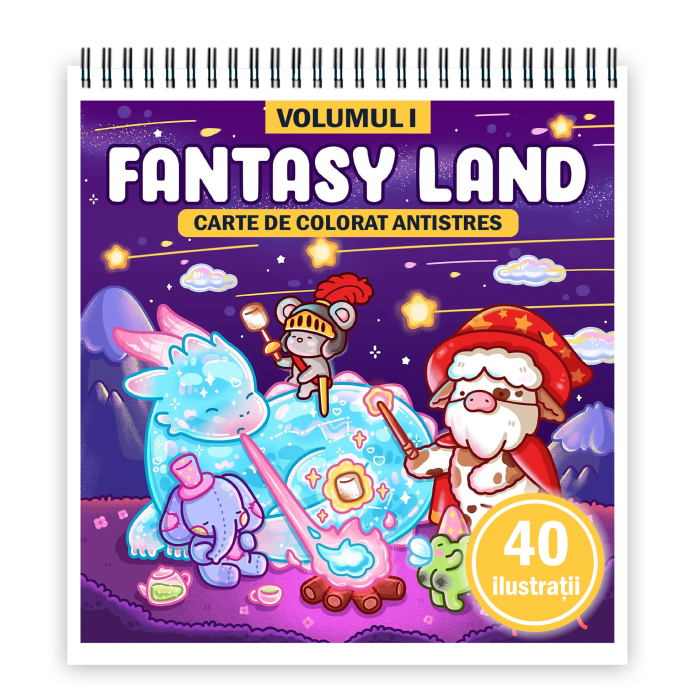Carte de colorat, 40 de ilustratii Fantasy Land - Volumul I, 86 pagini [1]