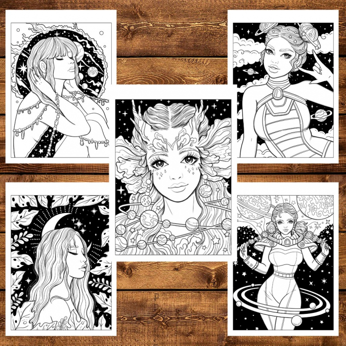 Carte de colorat, 40 de ilustratii, Galaxy Queen, 86 pagini [6]