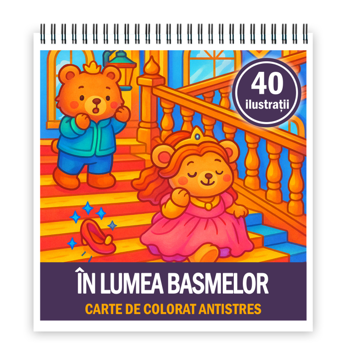 Carte de colorat, 40 de ilustratii In Lumea Basmelor, 86 pagini [1]