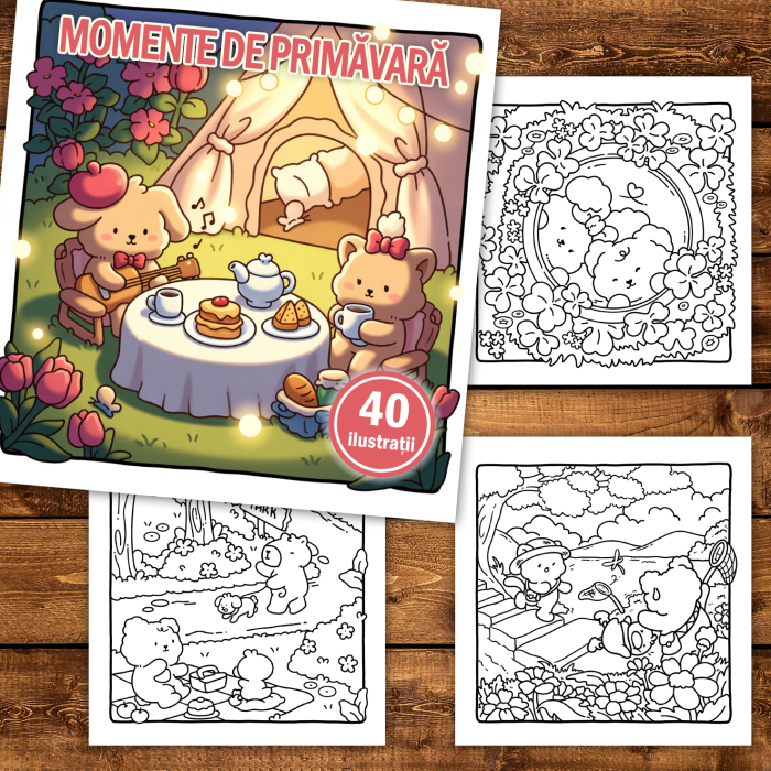 Carte de colorat, 40 de ilustratii Momente de Primavara, 86 pagini [2]