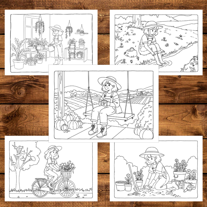 Carte de colorat, 42 de ilustratii Country Girl - Volumul I, 90 pagini [4]