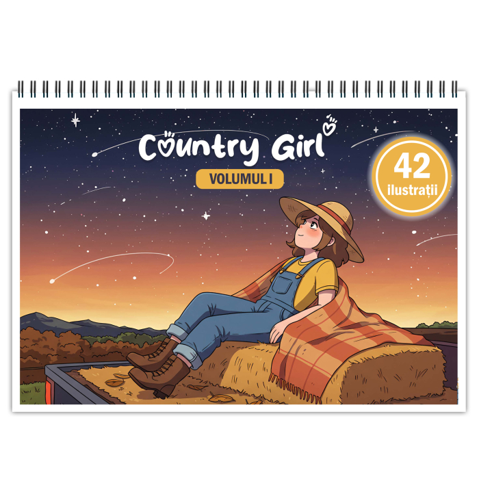 Carte de colorat, 42 de ilustratii Country Girl - Volumul I, 90 pagini [1]