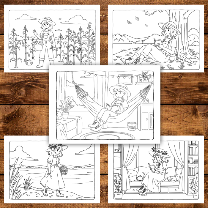 Carte de colorat, 42 de ilustratii Country Girl - Volumul I, 90 pagini [3]