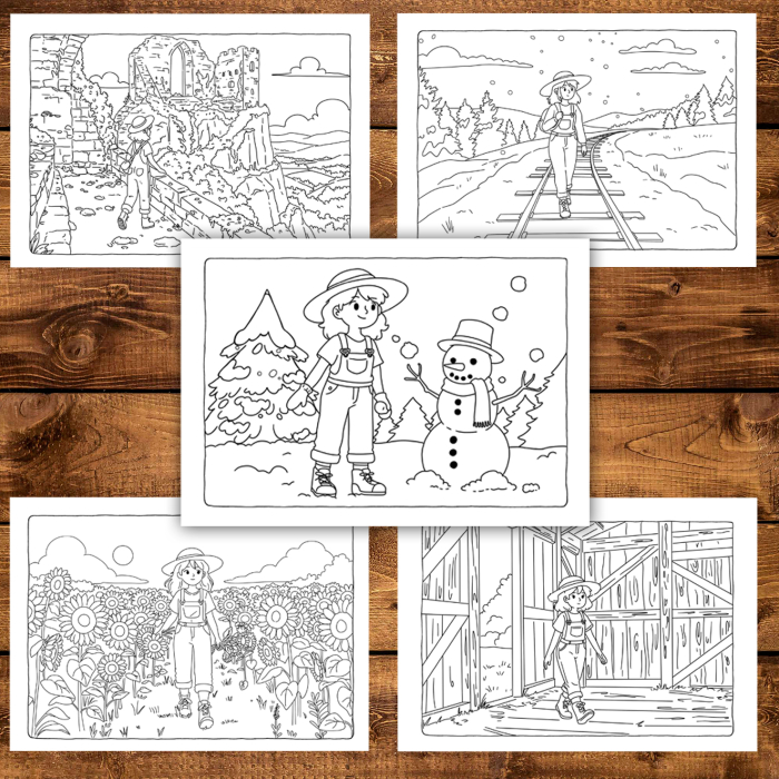 Carte de colorat, 42 de ilustratii Country Girl - Volumul II, 90 pagini [4]