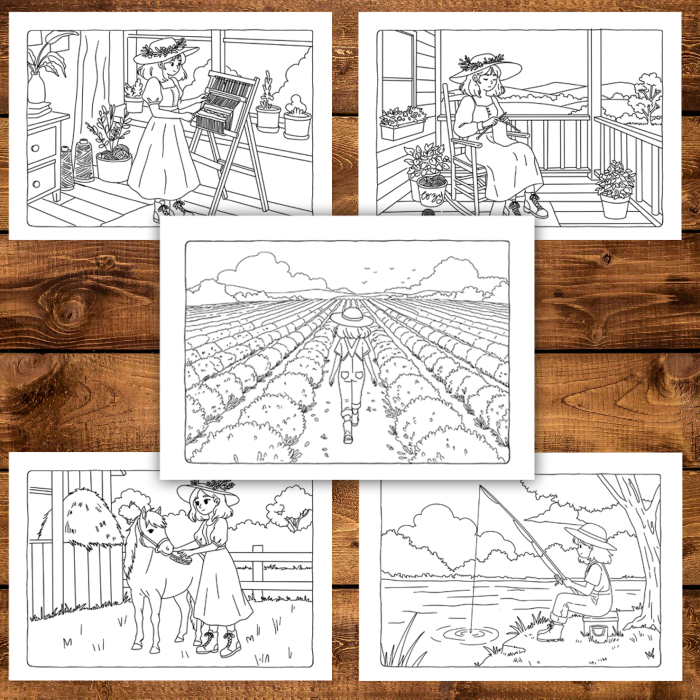 Carte de colorat, 42 de ilustratii Country Girl - Volumul II, 90 pagini [3]