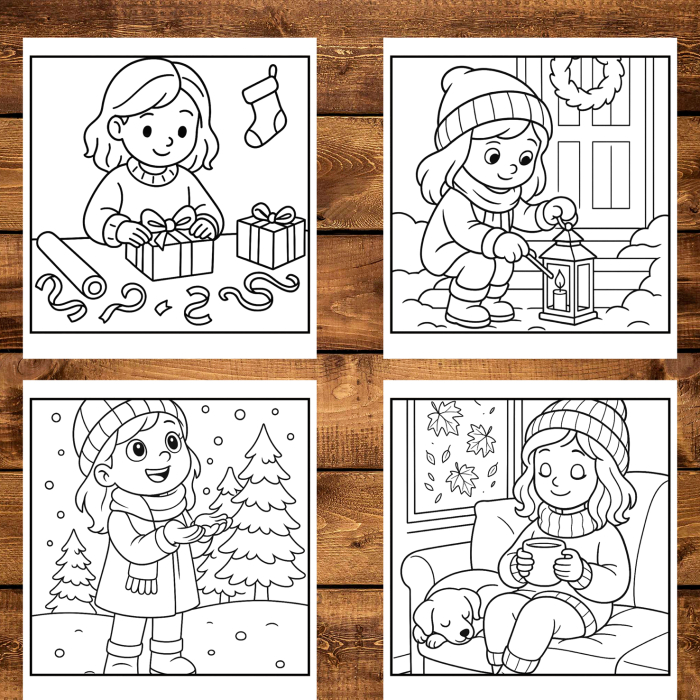 Carte de colorat, 45 de ilustratii Cozy Christmas Girl, 96 pagini [3]