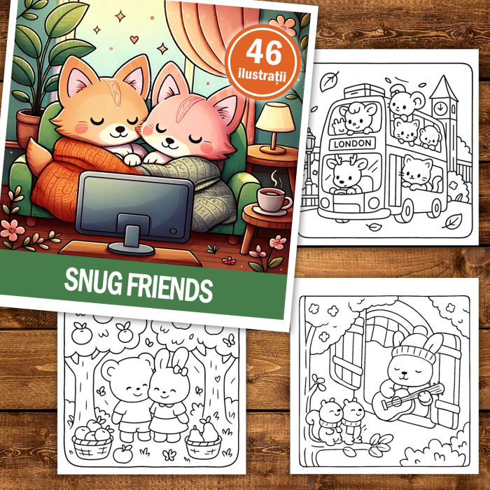 Carte de colorat, 46 de ilustratii Snug Friends, 98 pagini [2]