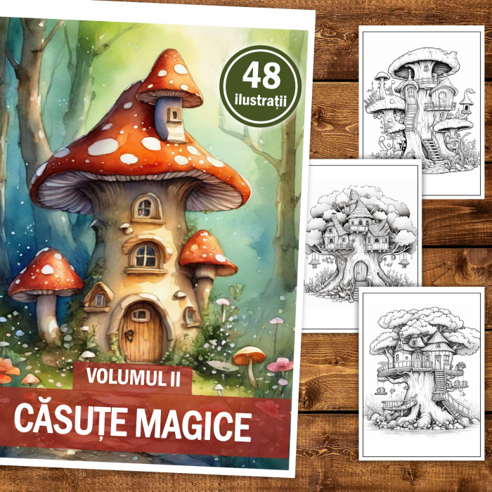 Carte de colorat, 48 de ilustratii, Casute Magice - Volumul II, 106 pagini [2]