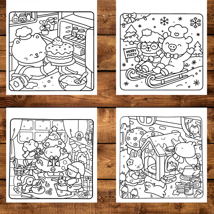 Carte de colorat, 48 de ilustratii Comfy Christmas - Volumul II, 102 pagini [4]