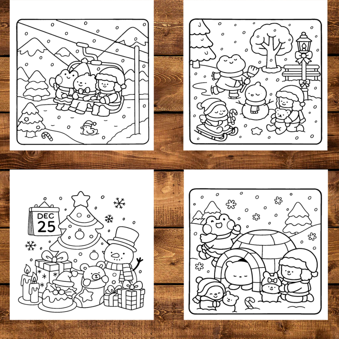 Carte de colorat, 48 de ilustratii Comfy Christmas - Volumul II, 102 pagini [3]