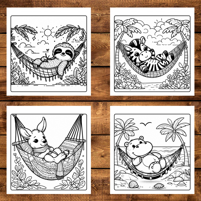 Carte de colorat, 48 de ilustratii Cute Animals on Vacation, 102 pagini [3]