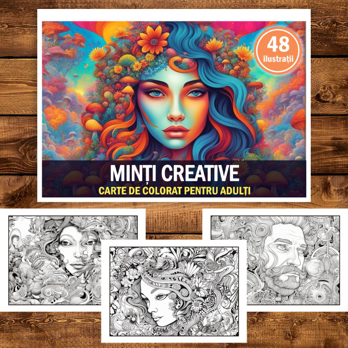 Carte de colorat, 48 de ilustratii, Minti Creative, 102 pagini [2]