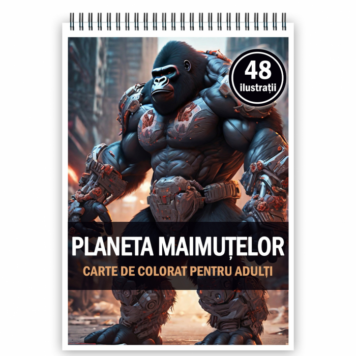 Carte de colorat, 48 de ilustratii, Planeta maimultelor, 96 pagini [1]
