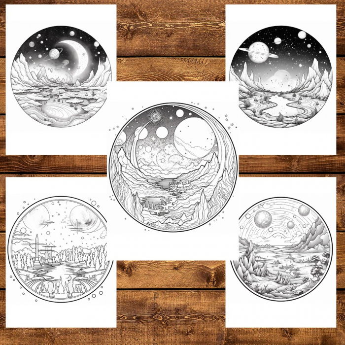 Carte de colorat, 48 de ilustratii, Priveliste intergalactica, 102 pagini [5]