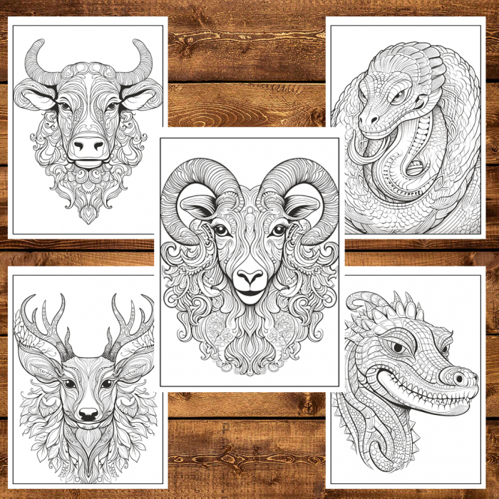 Carte de colorat, 50 de ilustratii, Animale Mandala, 106 pagini [5]