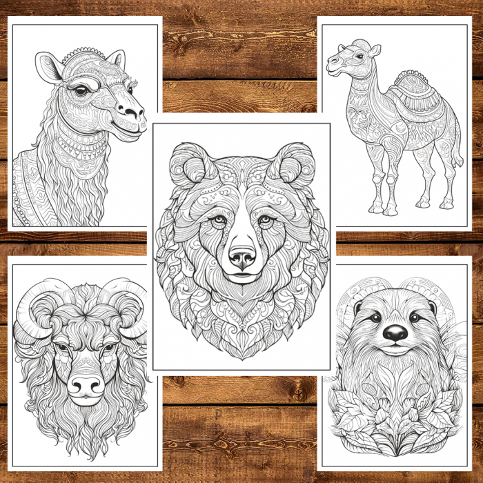 Carte de colorat, 50 de ilustratii, Animale Mandala, 106 pagini [4]