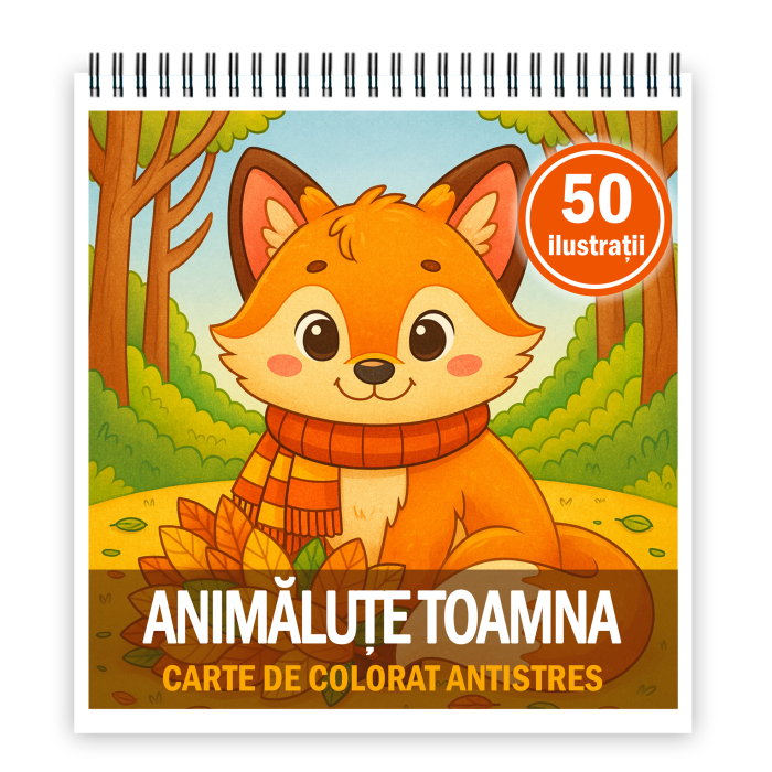 Carte de colorat, 50 de ilustratii Animalute Toamna, 106 pagini [1]