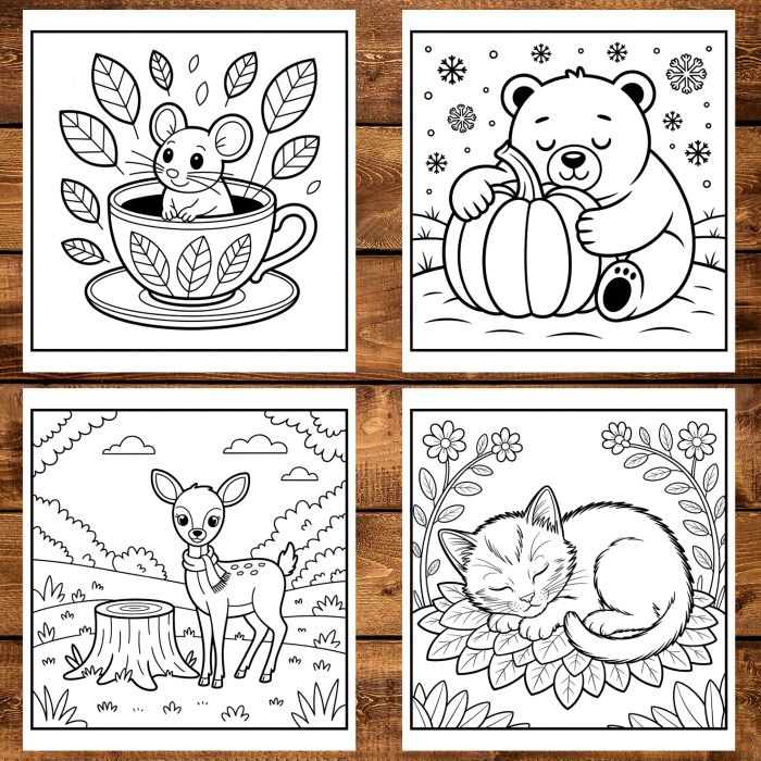 Carte de colorat, 50 de ilustratii Animalute Toamna, 106 pagini [3]