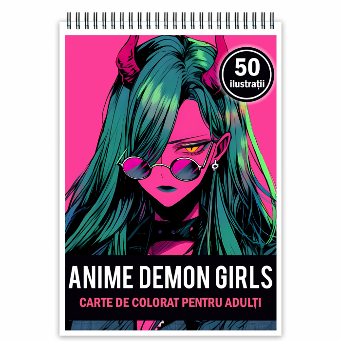 Carte de colorat, 50 de ilustratii, Anime Demon Girls, 106 pagini [1]