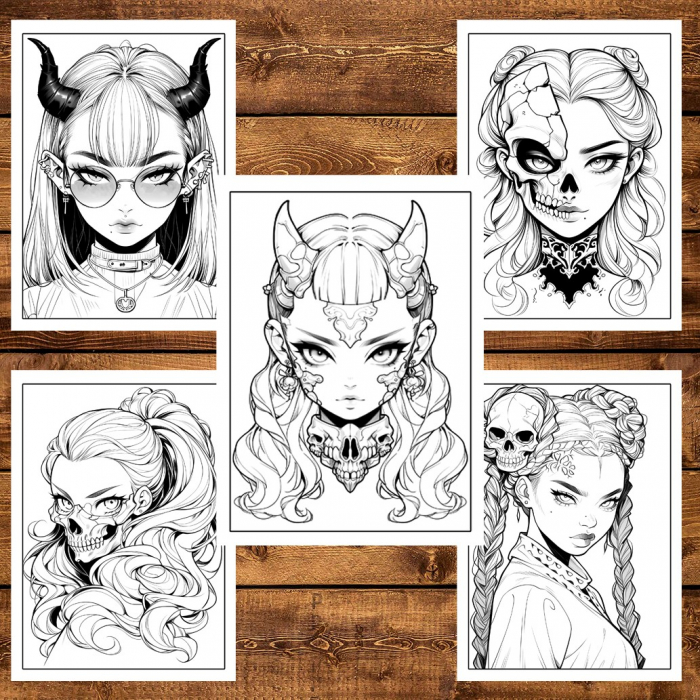 Carte de colorat, 50 de ilustratii, Anime Demon Girls, 106 pagini [5]