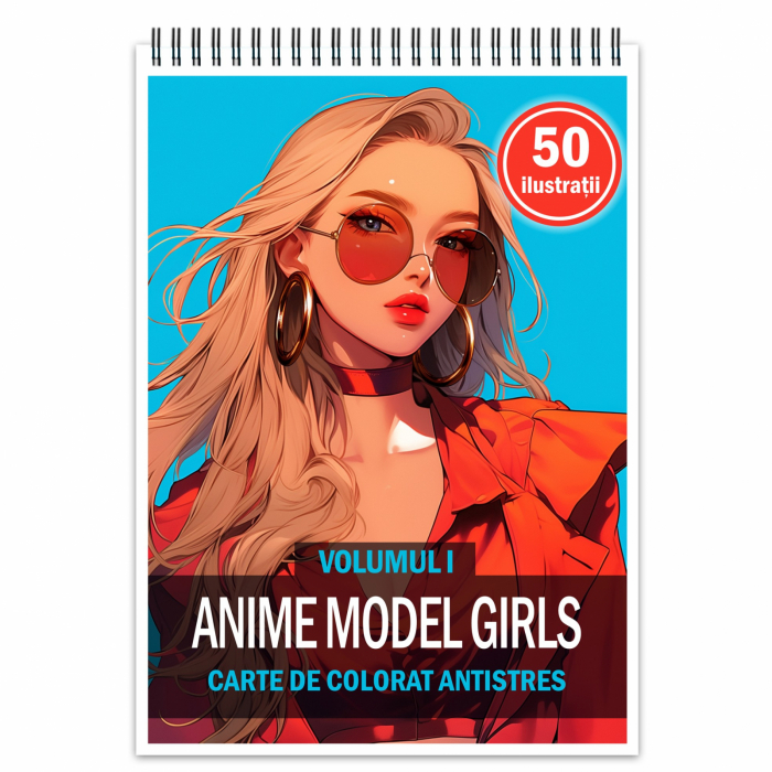 Carte de colorat, 50 de ilustratii, Anime Model Girls - Volumul I, 106 pagini [1]