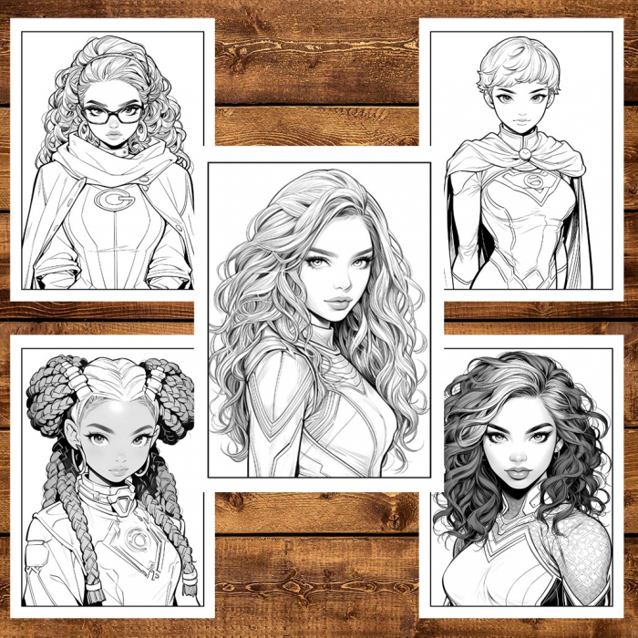 Carte de colorat, 50 de ilustratii, Anime Superhero Girls, 106 pagini [4]