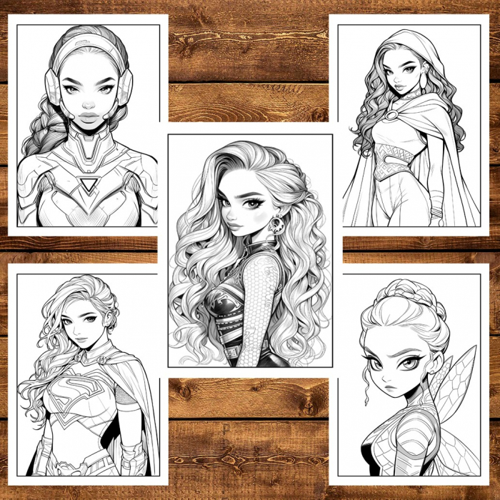 Carte de colorat, 50 de ilustratii, Anime Superhero Girls, 106 pagini [6]