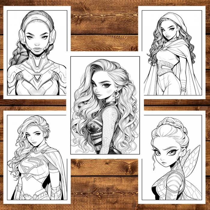 Carte de colorat, 50 de ilustratii, Anime Superhero Girls, 106 pagini [6]