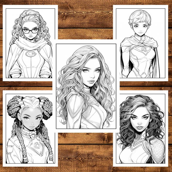 Carte de colorat, 50 de ilustratii, Anime Superhero Girls, 106 pagini [4]