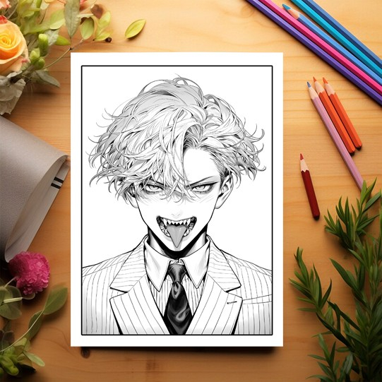 Carte de colorat, 50 de ilustratii, Anime Vampire Boys, 106 pagini [4]