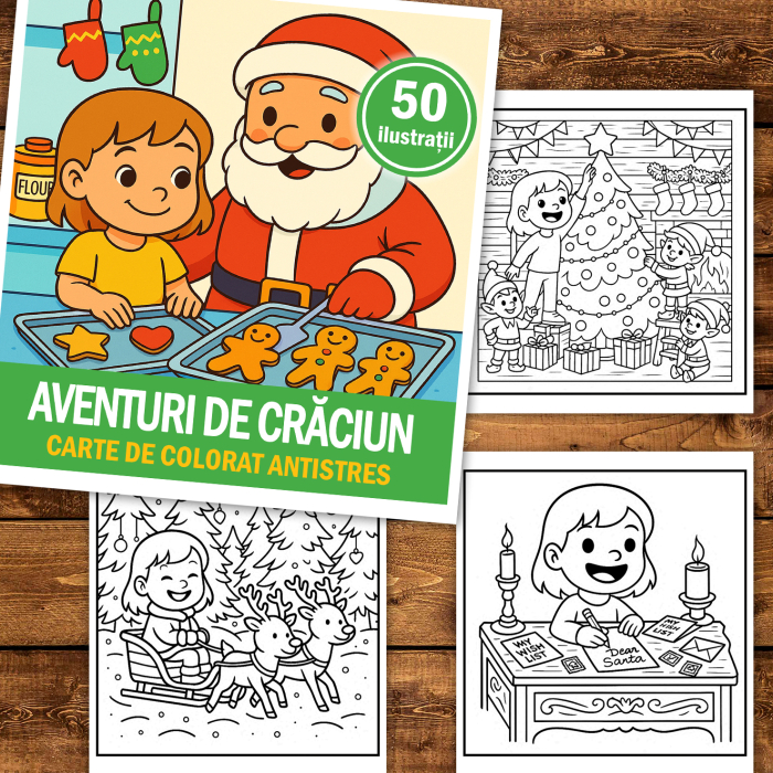 Carte de colorat, 50 de ilustratii Aventuri de Craciun, 106 pagini [2]