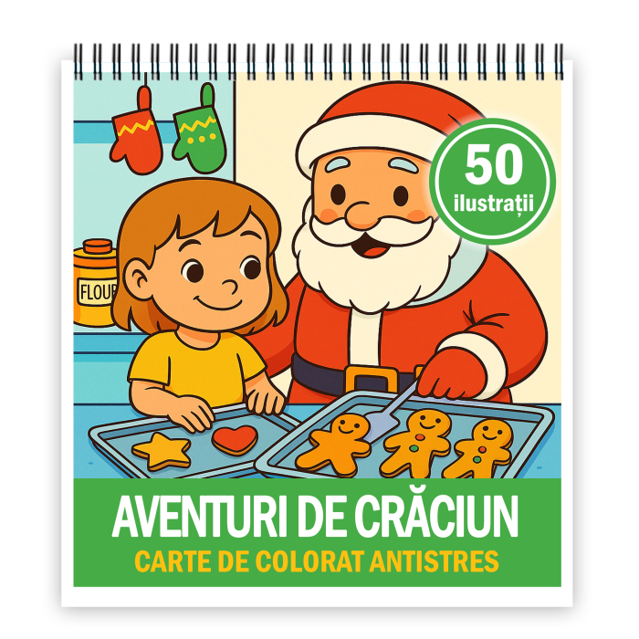 Carte de colorat, 50 de ilustratii Aventuri de Craciun, 106 pagini [1]