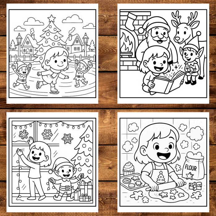 Carte de colorat, 50 de ilustratii Aventuri de Craciun, 106 pagini [4]