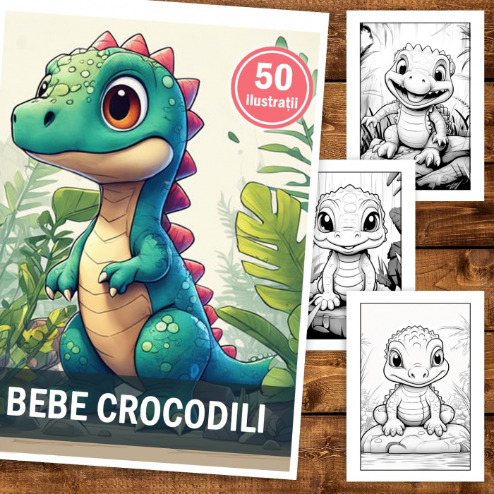Carte de colorat, 50 de ilustratii, Bebe Crocodili, 106 pagini [2]