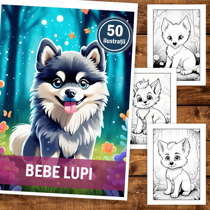 Carte de colorat, 50 de ilustratii, Bebe Lupi, 106 pagini [2]